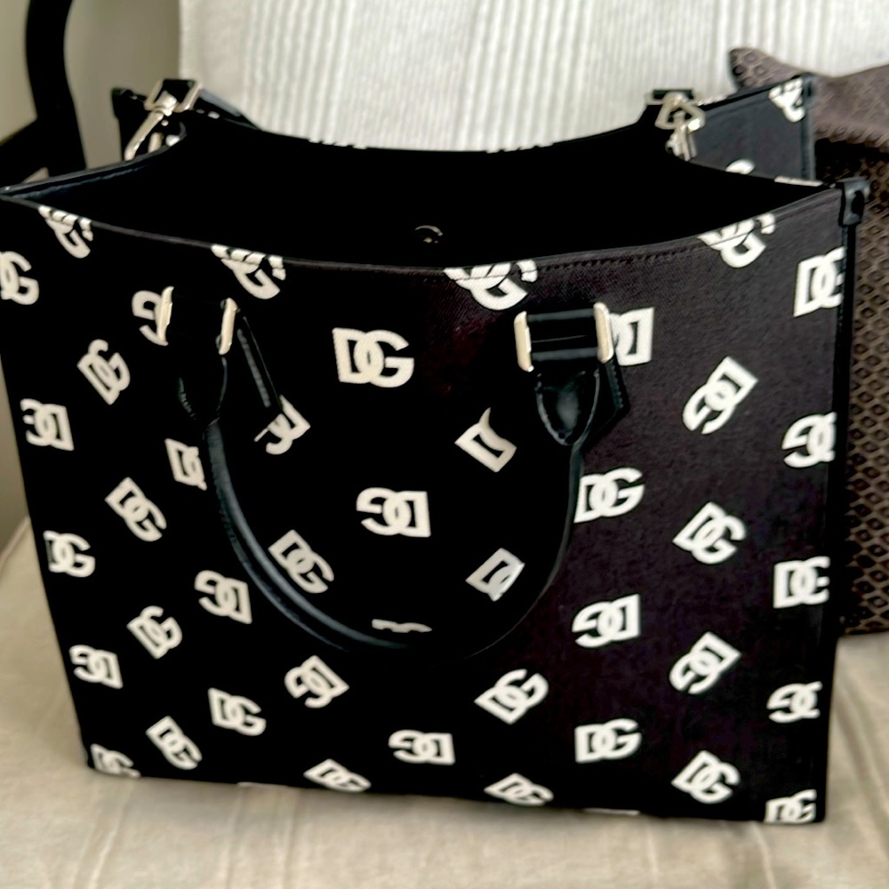 Dolce & Gabbana Large canvas shopper with all-over DG logo